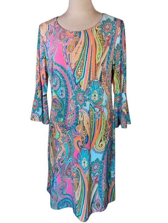 Tommy Hilfiger Dresses & Skirts - Tommy Hilfiger Figure Flattering Midi Dress Colorful Paisley Print Sz 12